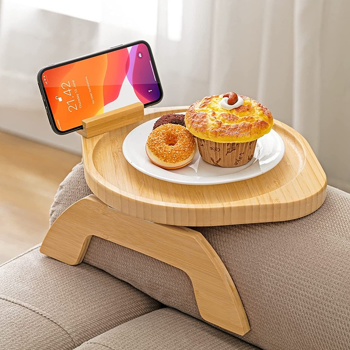 Bamboo Sofa Tray Table Clip on