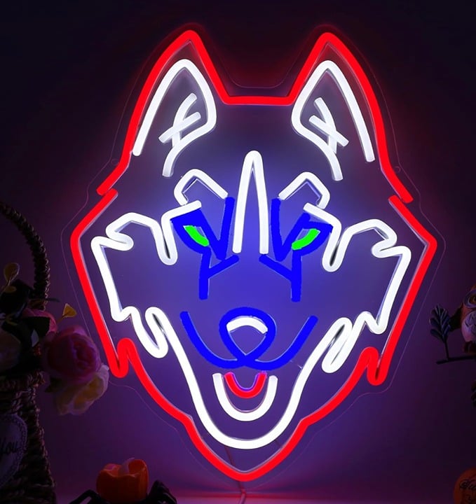 Vivid Bright Connecticut Huskies LED Night Light College Football Room Decor
