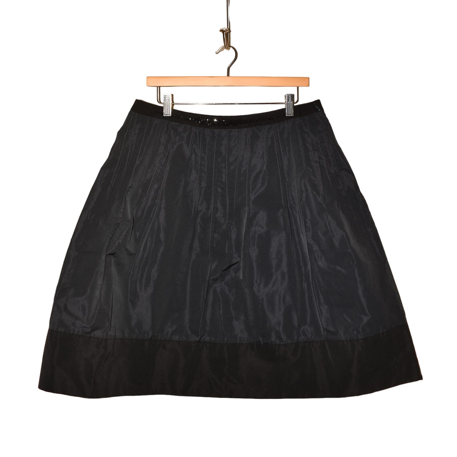 LIDA BADAY NEW 650 Silk Blend Rhinestone Pintuck A-line Skirt Midnight Size 12