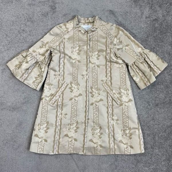 Danielle Rollins Women’s Size XS 100% Silk Bell Sleeve Blouse Top Zip Snap 850