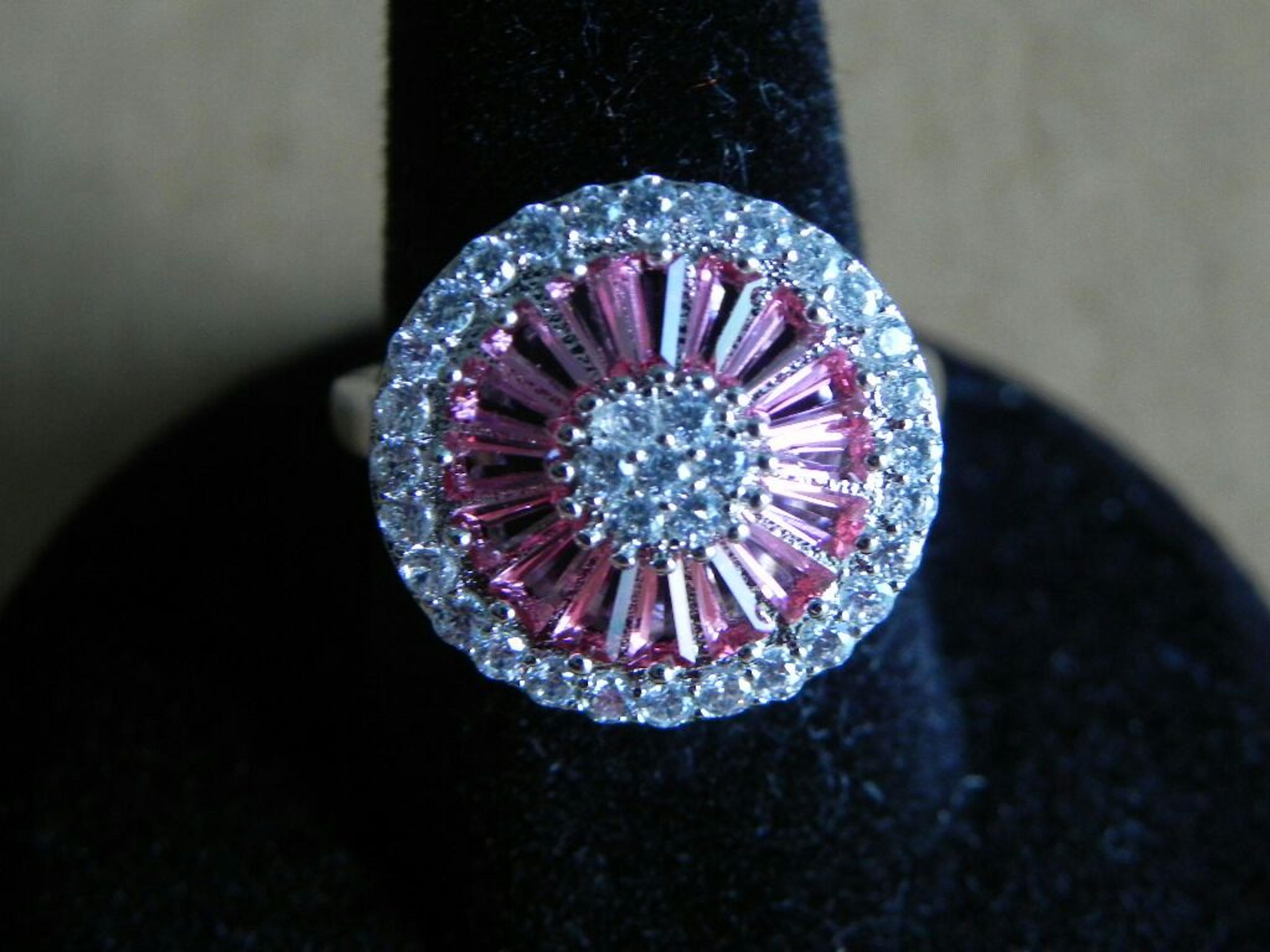 Resizable Pink And Clear CZ Ring