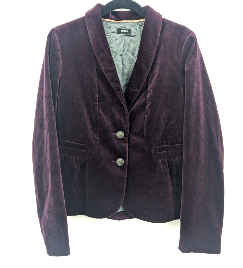 J Crew Blazer Womens 4 Purple Eden Velvet Peplum Jacket Regency Office Academia