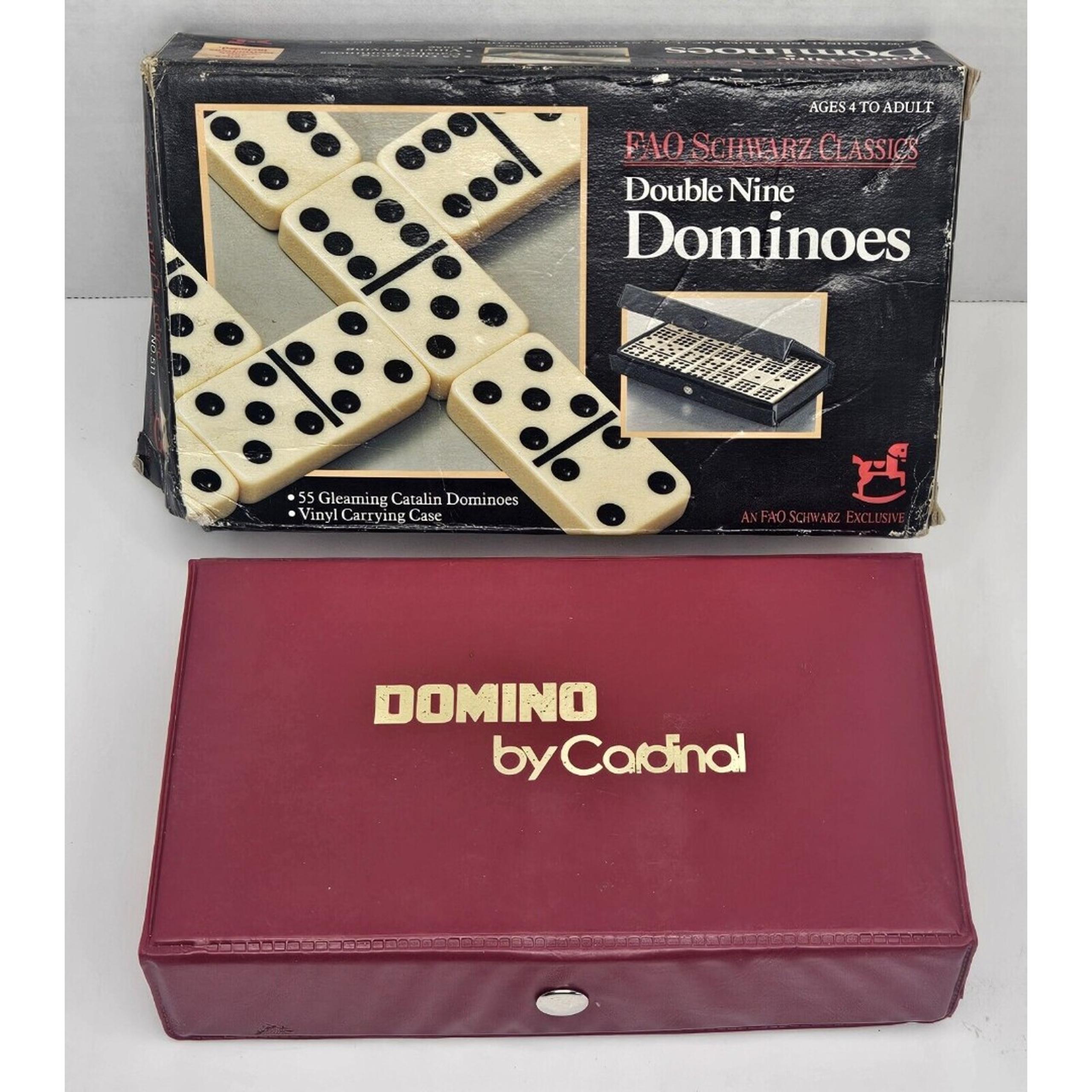 FAO Schwarz Classics Double Nine Dominoes Vinyl Case 55 Catalin