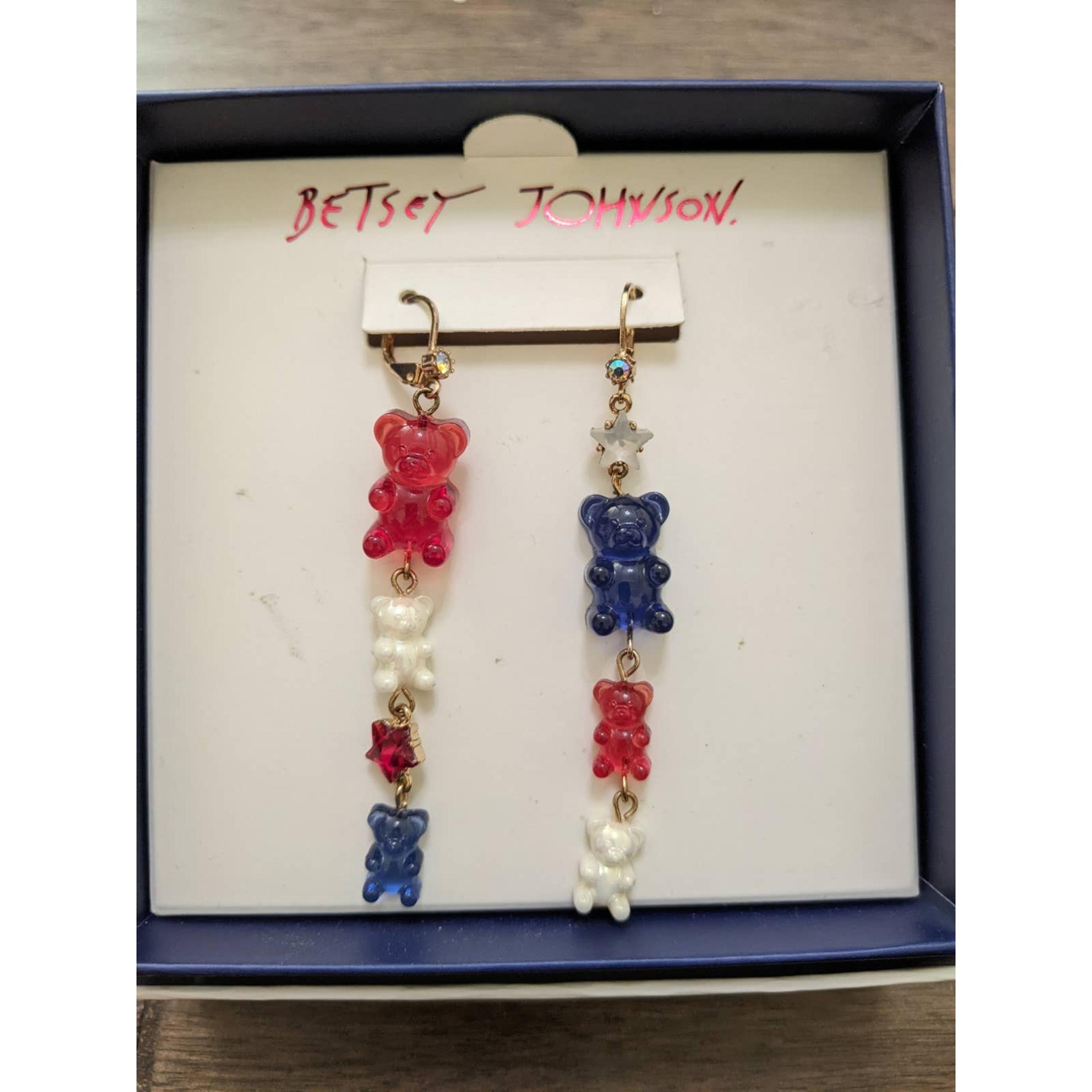 new Rae dunn patriotic patriot gummy bear earrings read white blue nwt
