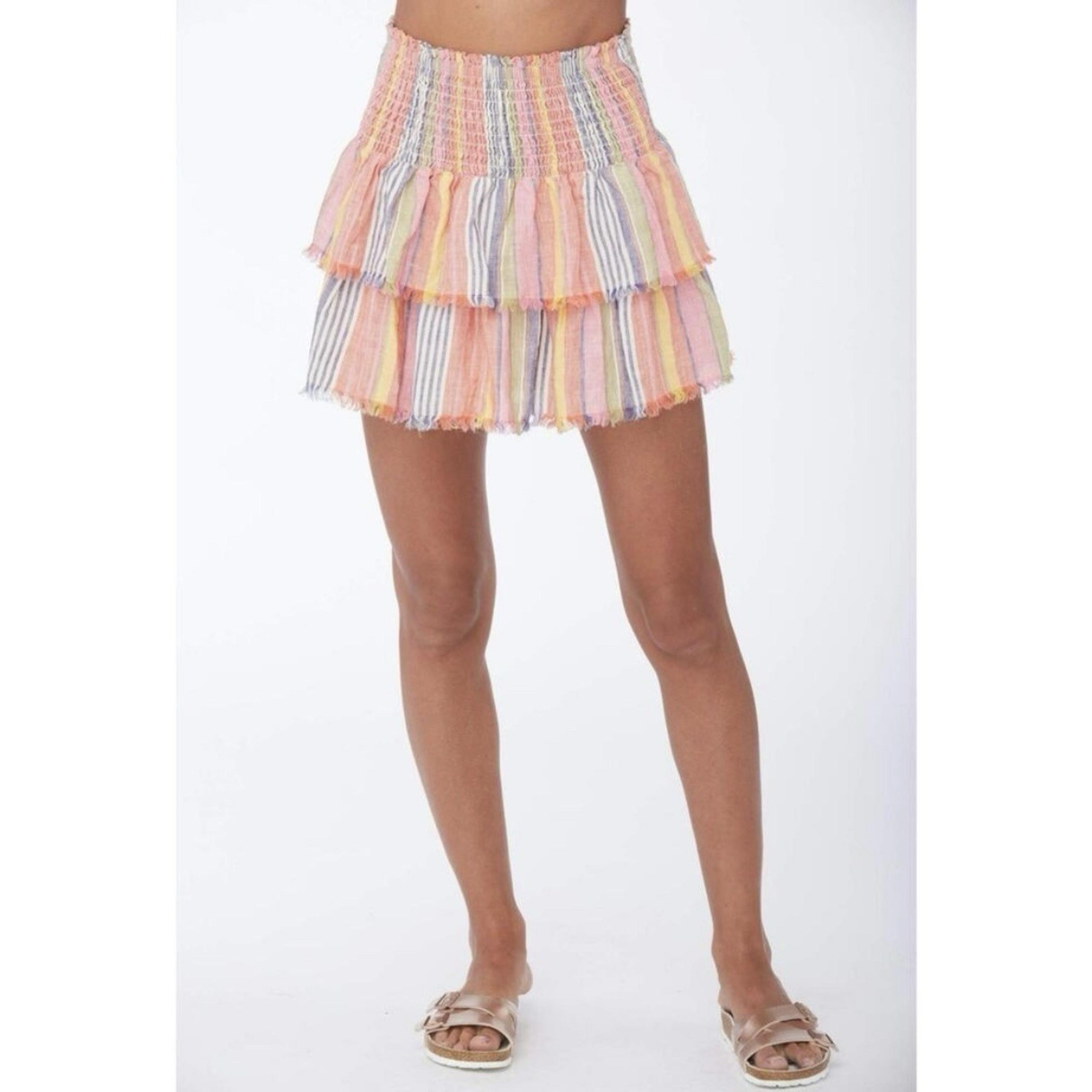 Sundays Ruffled Linen Mini Skirt Size 0
