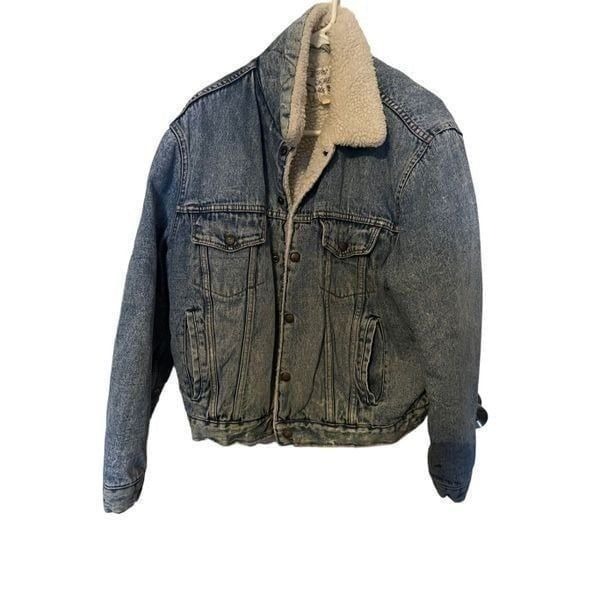 Vintage Silver Spur Womens Blue Western Wear Sherpa Denim Jacket Size Large