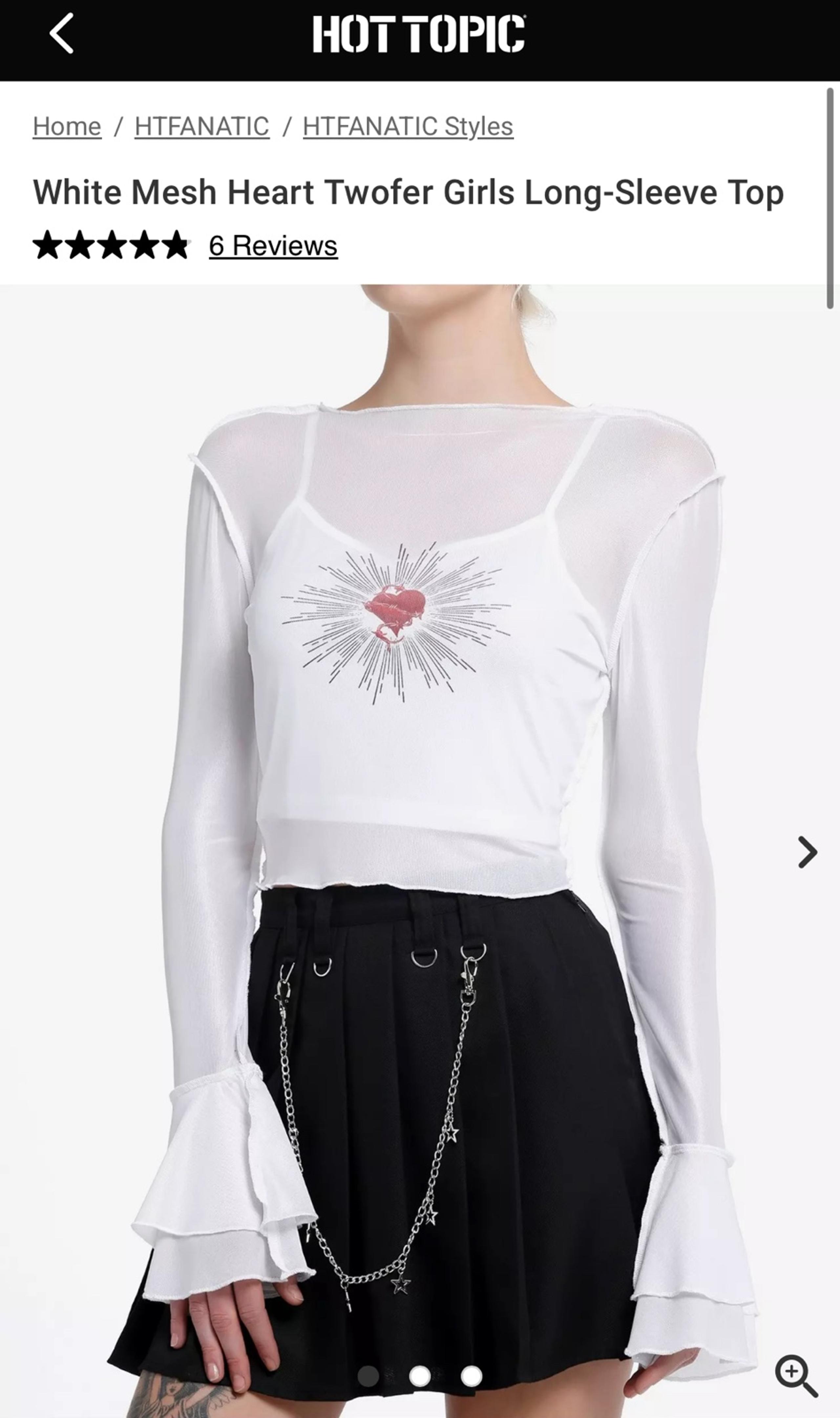 Hot topic White Heart mesh longsleeve top