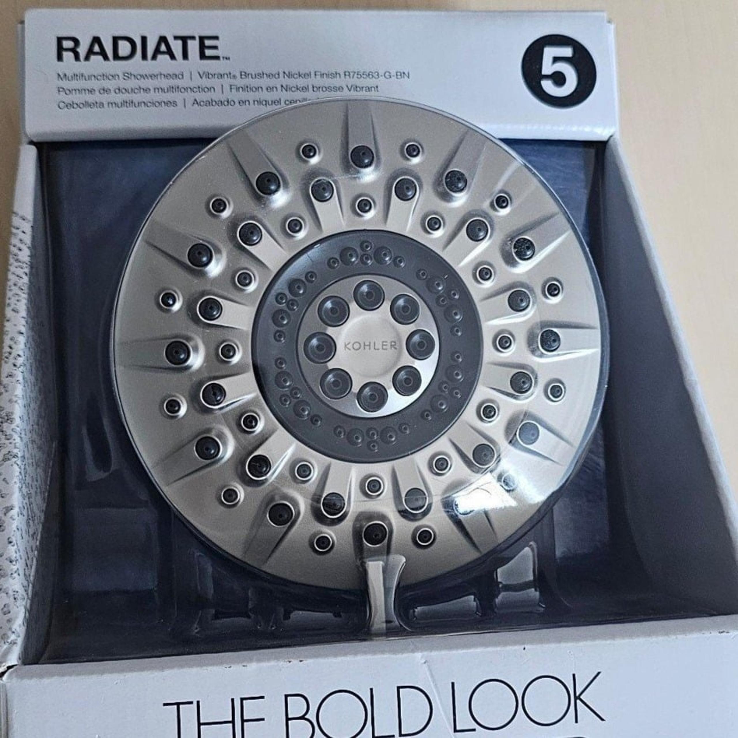KOHLER Radiate 5-Spray 4.7. " Wall Mount Shower Heads in Brushed Nickel