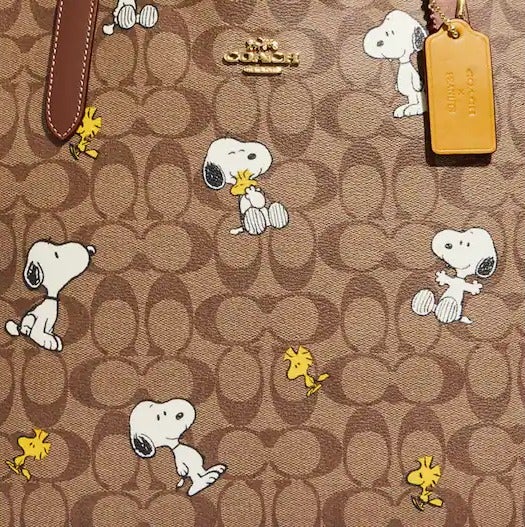 Coach X Peanuts City Tote store In Signature Canvas With Snoopy Woodstock Print