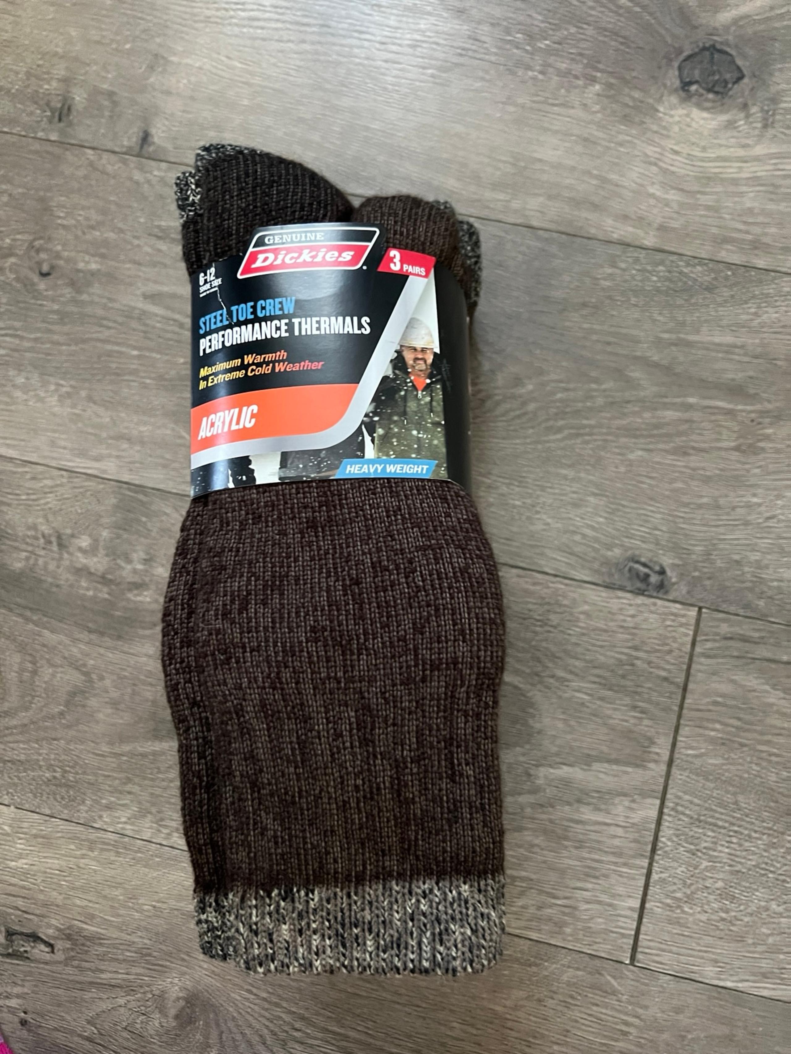 Dickies Steel Toe Crew 3 Pairs Thermal Acrylic Socks Size 6-12 New