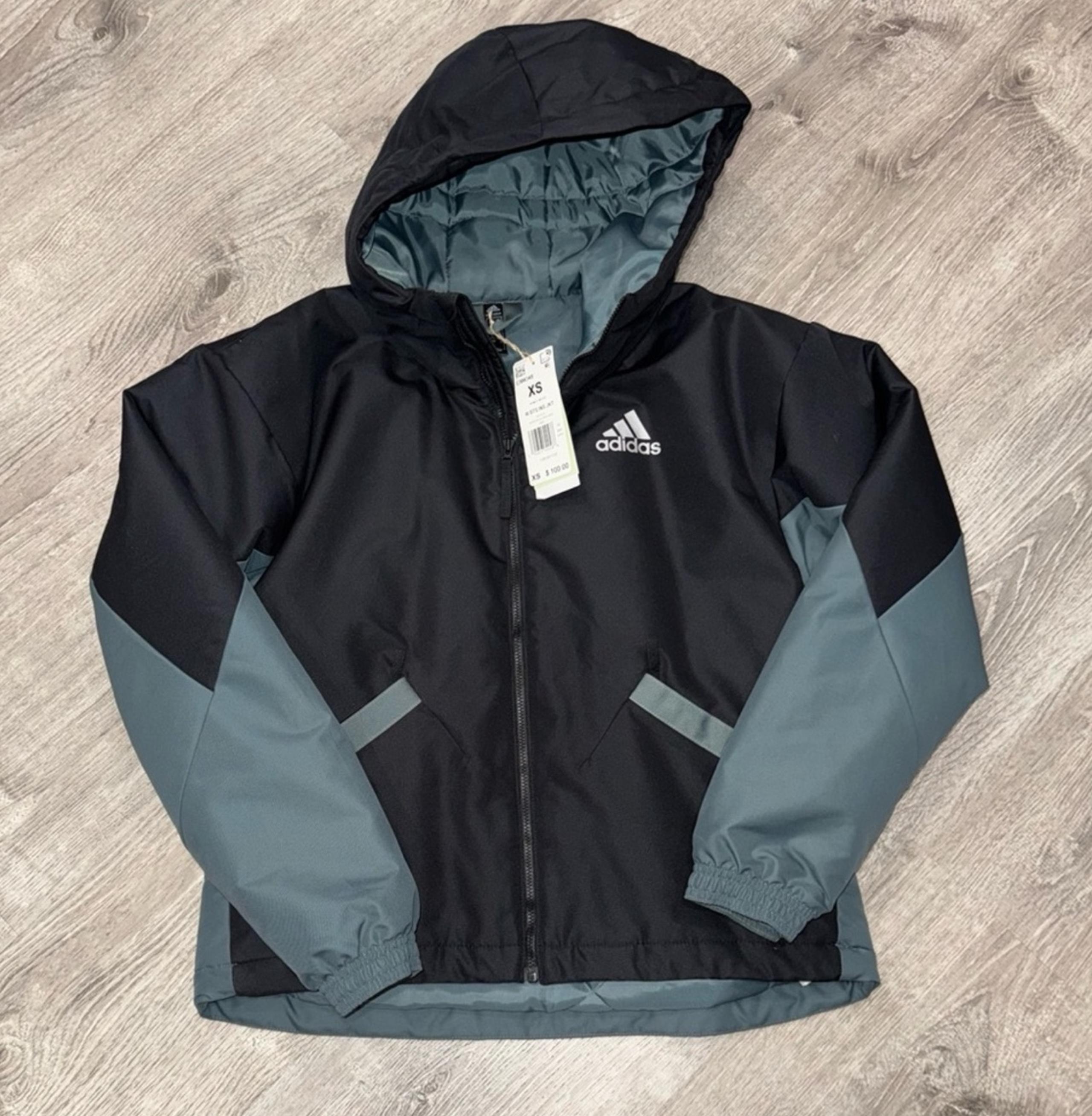 NWT ADIDAS BTS PUFFER INSULATED RUNNING JACKET BLACK TEAL XS