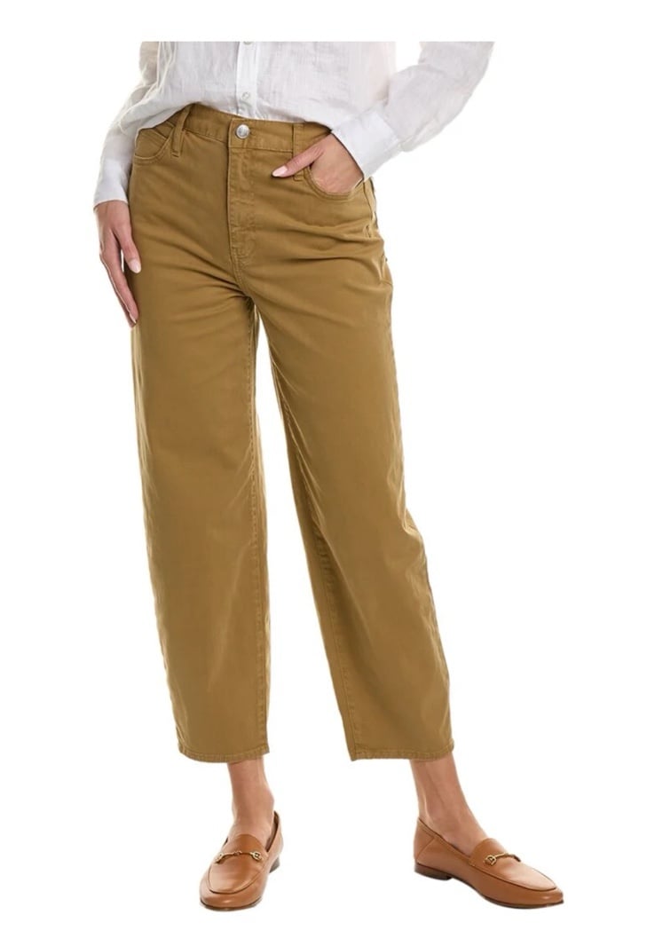 FRAME Denim Ultra High-Rise Barrel Jean in brown hue