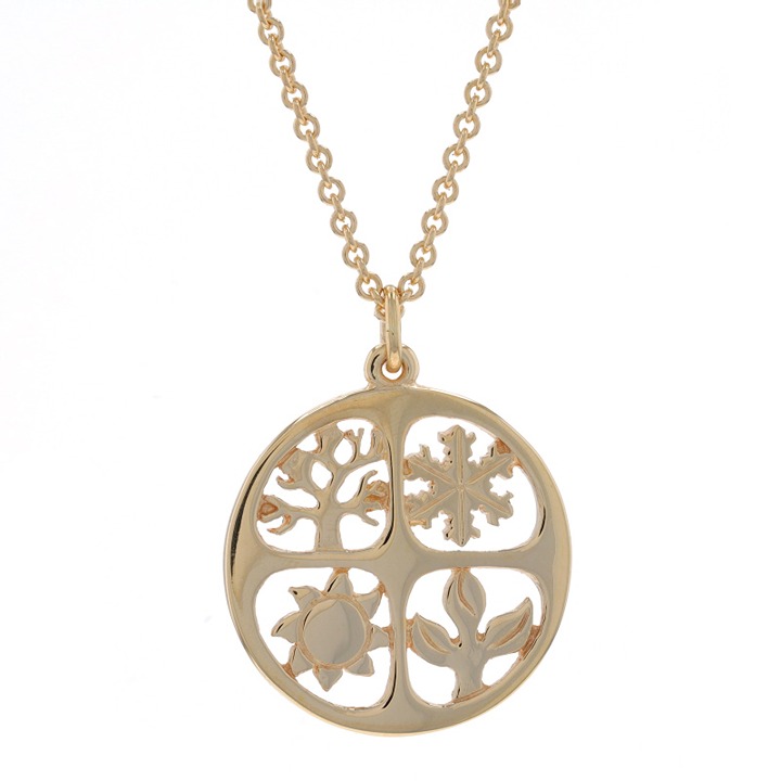 James Avery Four Season Large Pendant Necklace 18 Yellow Gold 14k Retired V2878