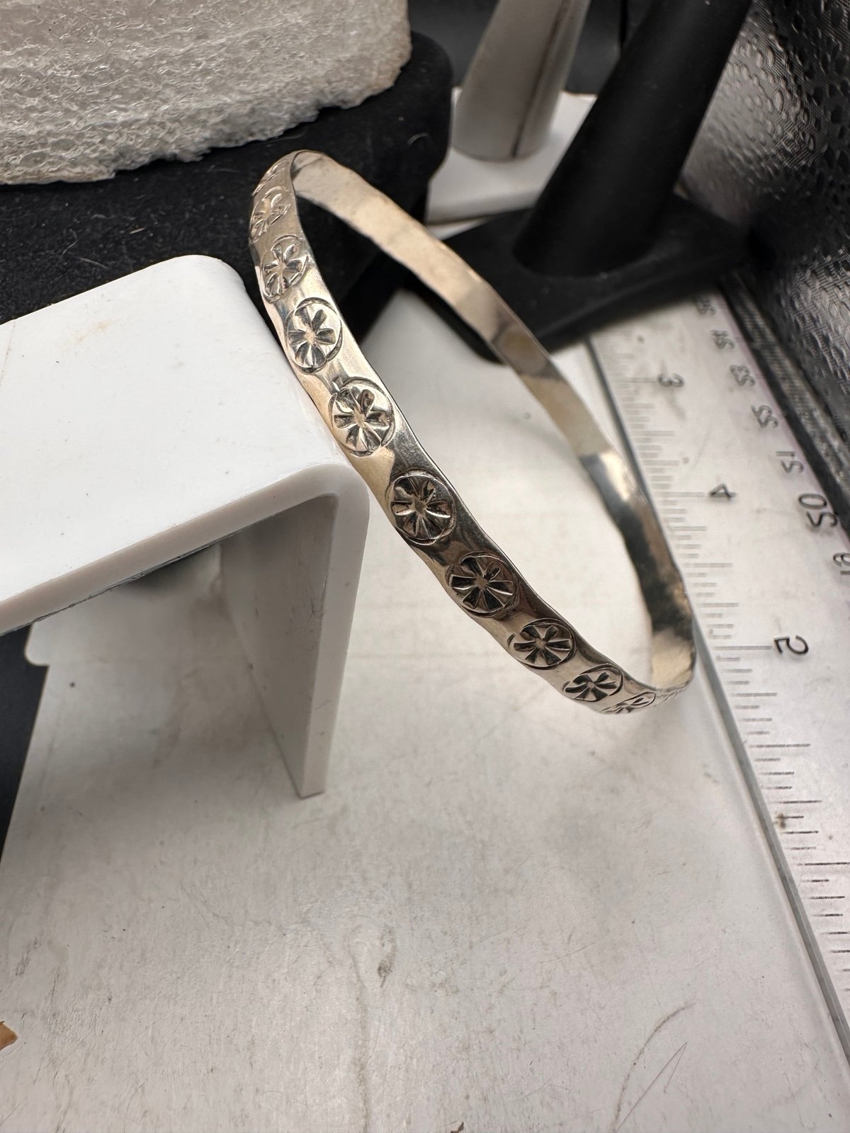 Vintage Sterling Mexico Native tribal style Bangle Bracelet Eagle marked