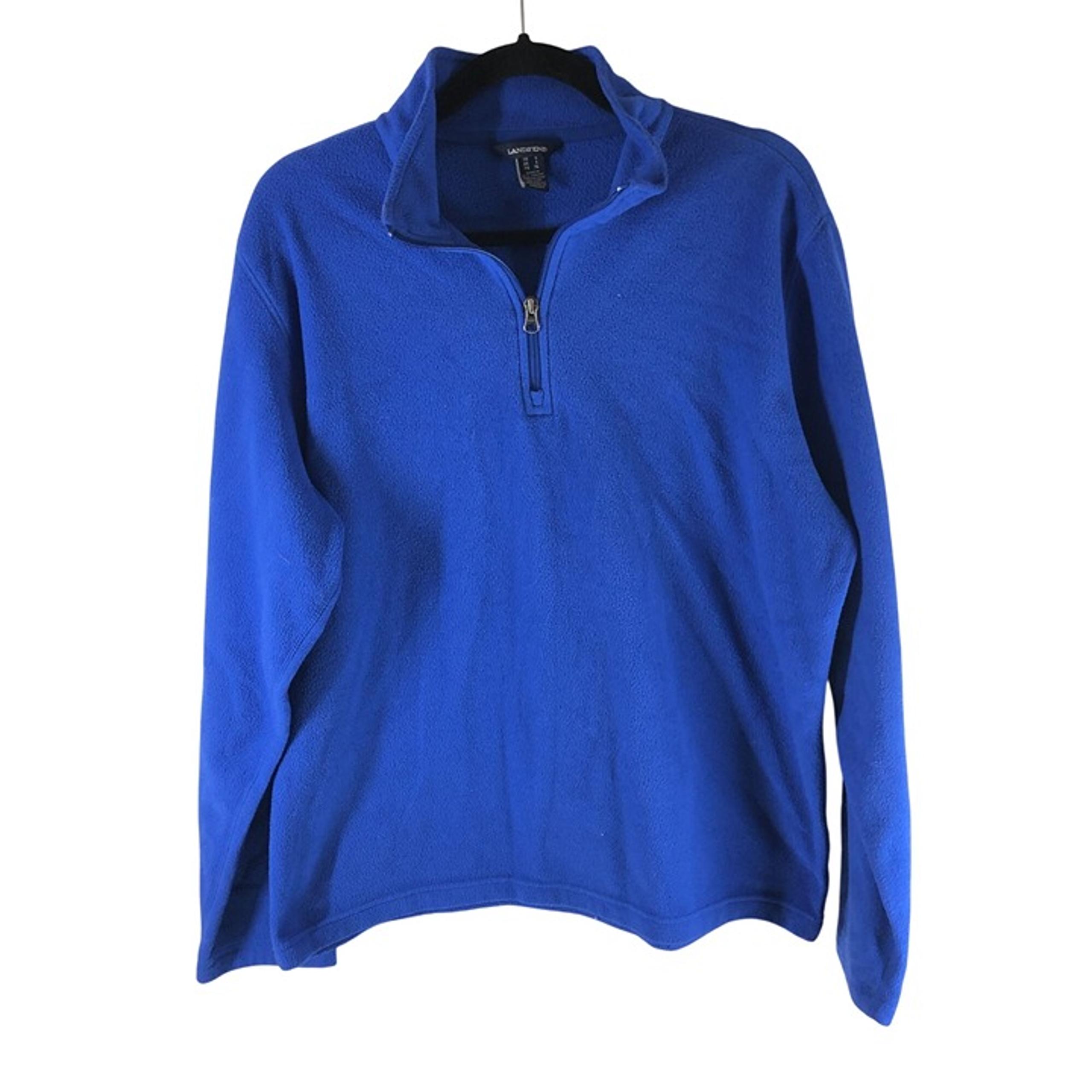 Lands' End Mens Fleece 1/4 Zip Pullover Blue L