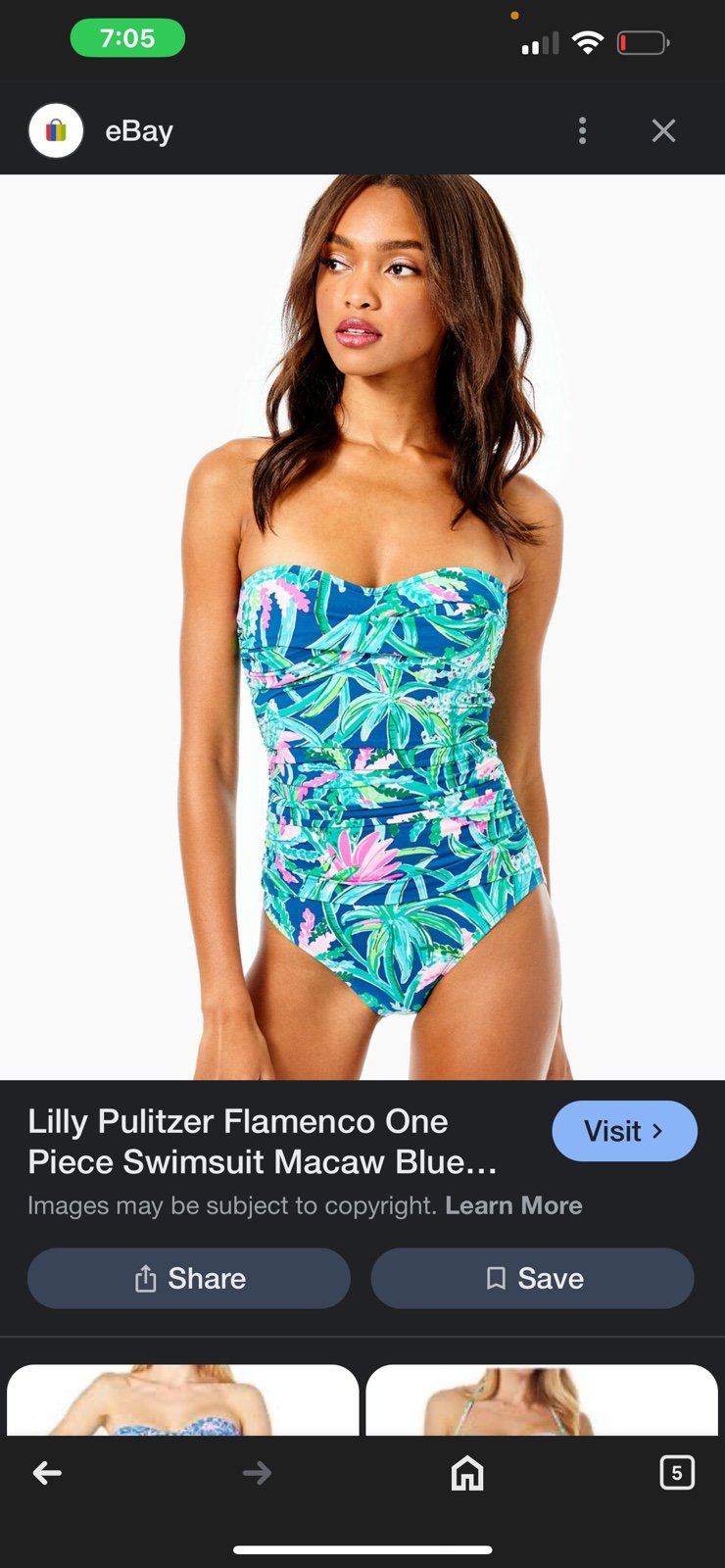 Lilly Pulitzer Flamenco Sweet Escape Macow Blue One Piece Swimsuit Size 14 neck