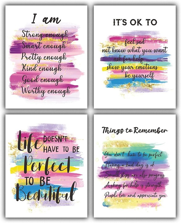 Positive affirmations wall decor, Pink Inspirational Wall Art Poster for Home