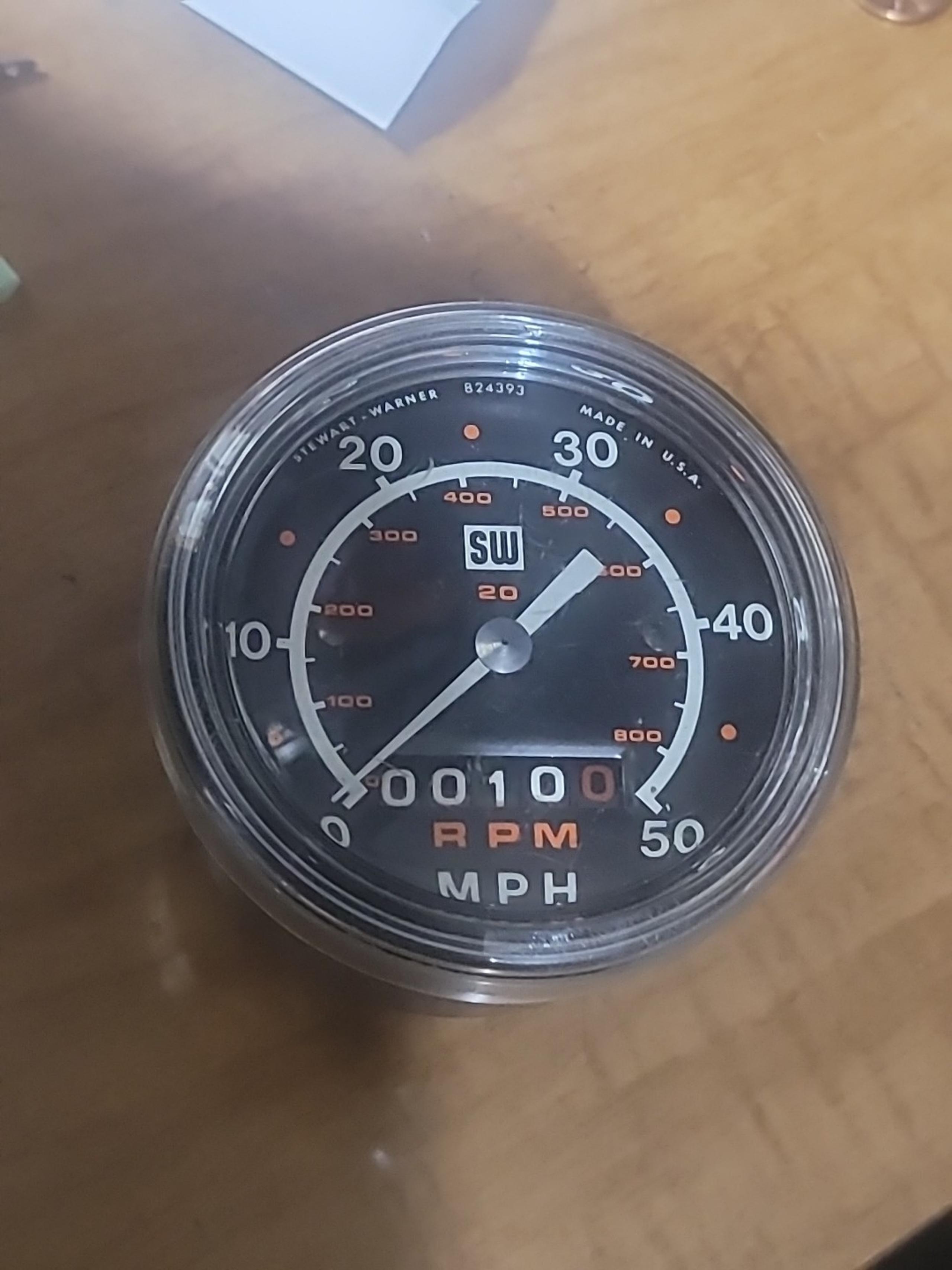 Stewart-warner 824393 RPM/MPH gauge Used Good Condition