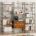 NEW! Triple Wide 5 Tier Bookcases with Storage Cabinet, Brown