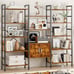 NEW! Triple Wide 5 Tier Bookcases with Storage Cabinet, Brown