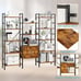 NEW! Triple Wide 5 Tier Bookcases with Storage Cabinet, Brown