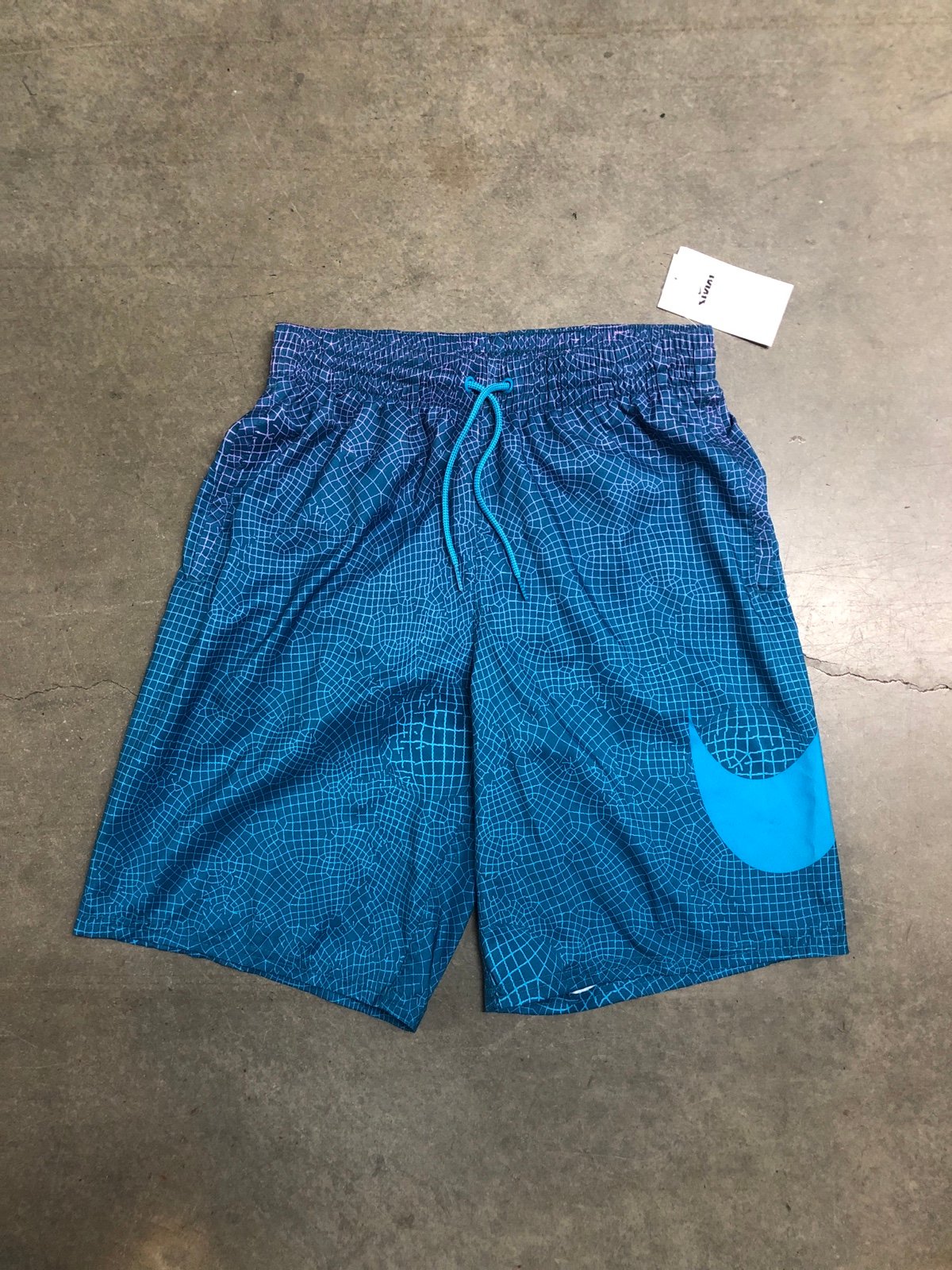 Nike Men's 9 Grid Swoosh Volley Swim Shorts Trunks Size Small Blue New W. Tags