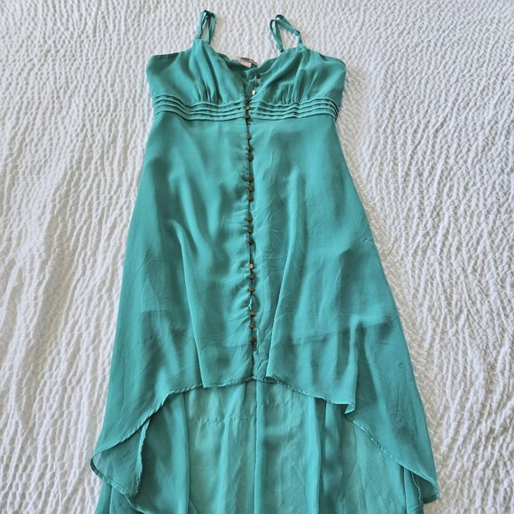 Forever 21 (Love 21) Bohemian High Low Mint Green Light Blue Dress