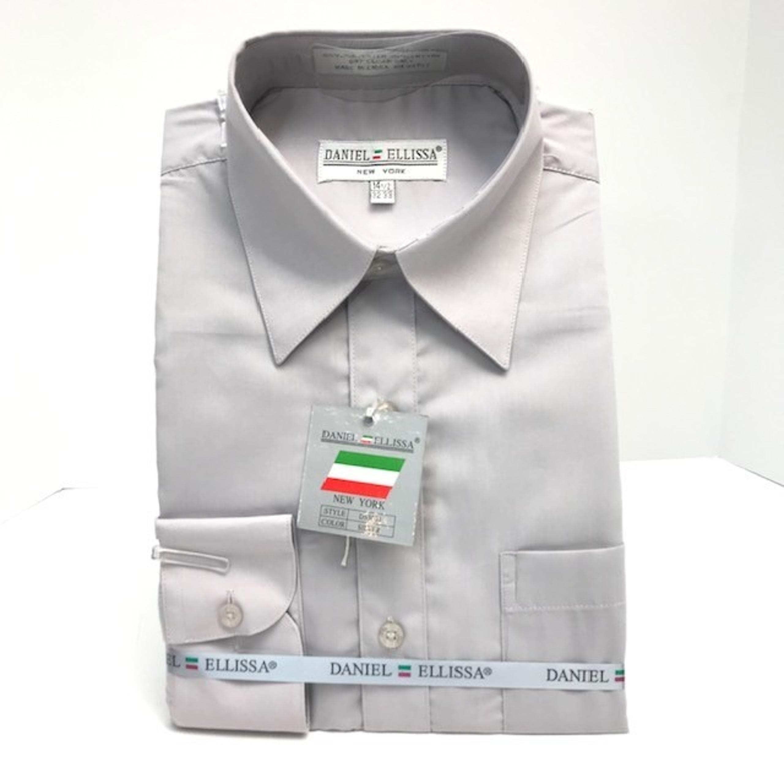 Daniel Ellissa Men's Silver Dress Shirt Convertible Cuffs Pocket Size 16.5 35/36