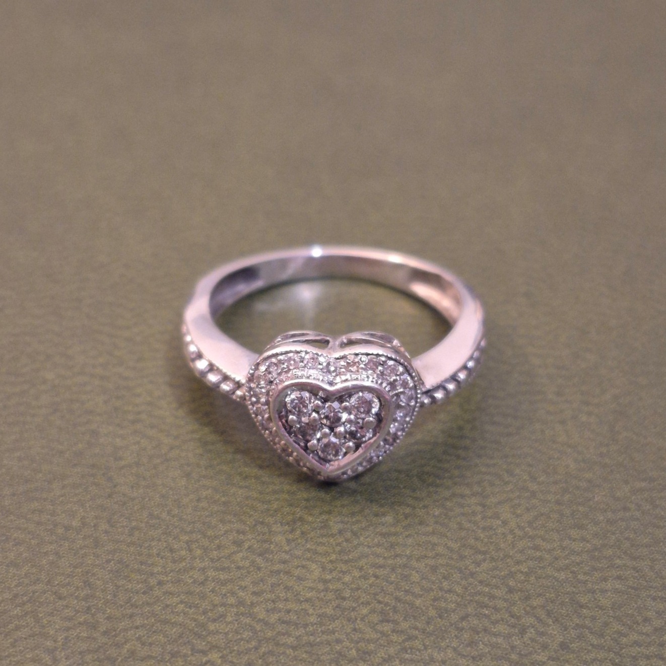 Sterling Silver Heart Cluster Ring, Size 5.25, 0.20ctw Genuine Diamond Accent