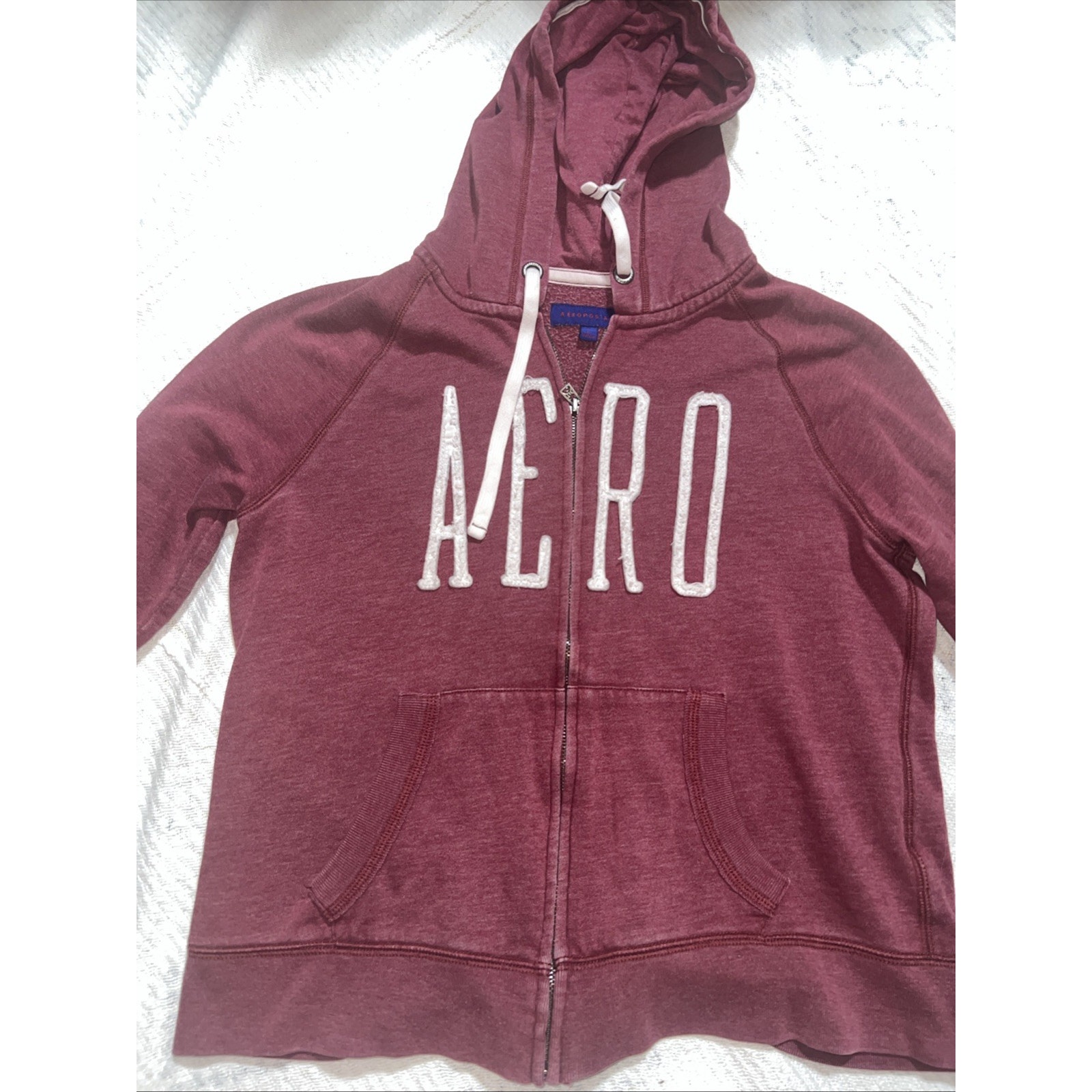 VTG Y2K Aeropostale Hoodie L Red Grunge Mallgoth Striped Zip Up