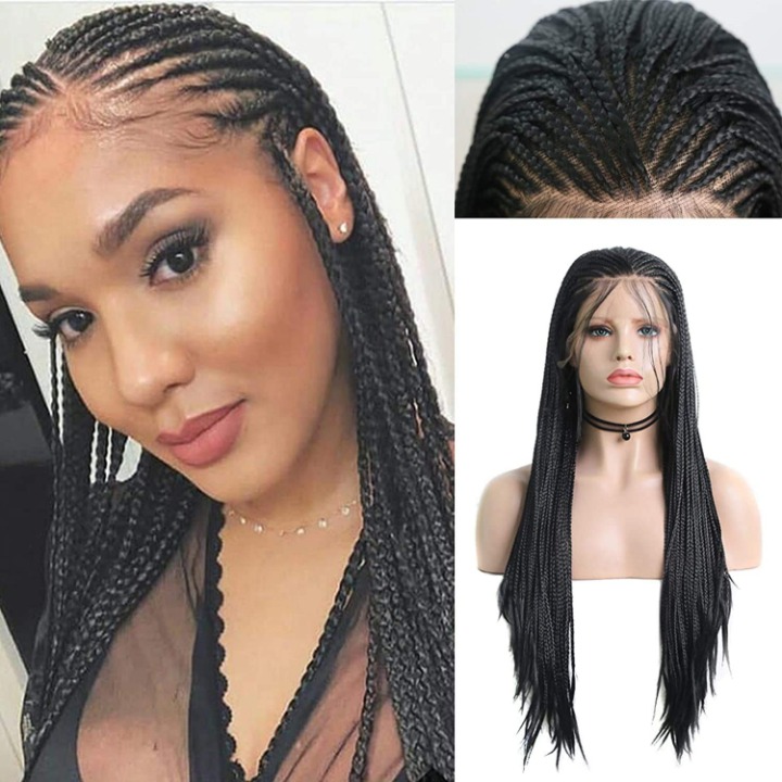 24 Long Braiding Wigs For Black Women Updated 13x4 Black Braided Wigs Synthetic