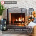 Gold Fireplace Screen Living Room Decor Tools Grate Antique Doors Wood NEW