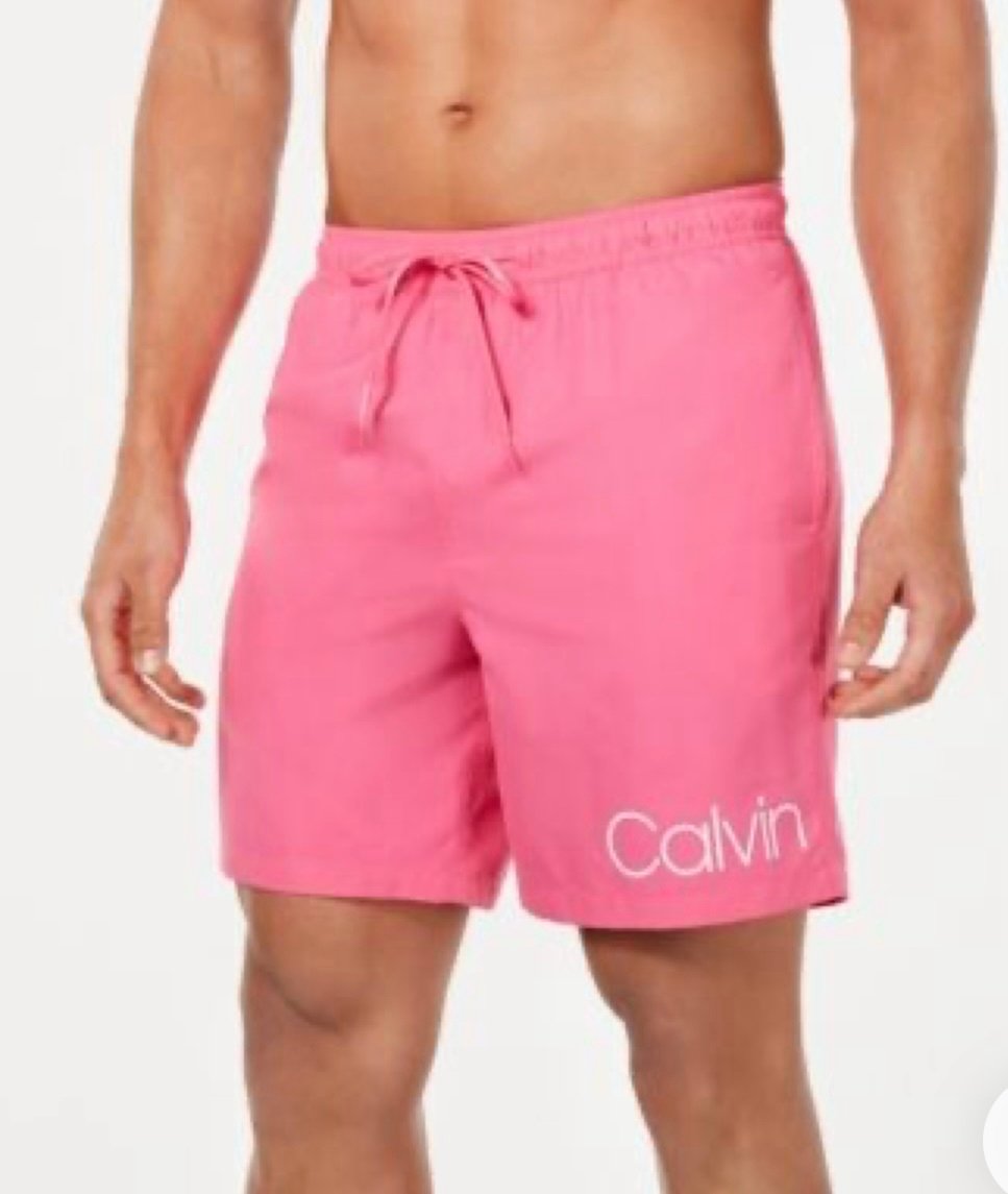 Men’s Calvin Klein Summer Swim Trunks Pink Lined Shorts Size XL