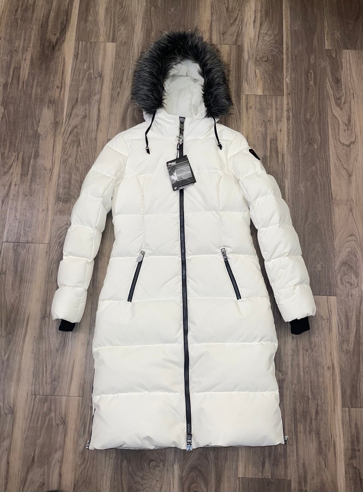 Pajar Canada Women's Down Hooded Faux Fur Puffer Coat White SZ Medium MSRP 599
