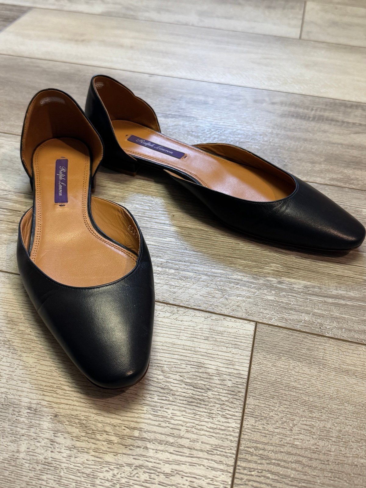 Women's Purple Label Ralph Lauren Size 38 1/2 Navy Flats Made In Italy