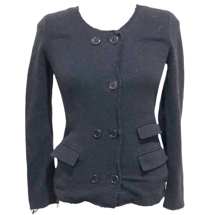 Etoile Isabel Marant Blazer Size 1 Small Black Raw Hem Virgin Wool
