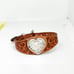 BRIGHTON Tooled Leather Brown Tan Bracelet Silver Plated Heart Concho Western