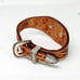 BRIGHTON Tooled Leather Brown Tan Bracelet Silver Plated Heart Concho Western