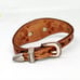 BRIGHTON Tooled Leather Brown Tan Bracelet Silver Plated Heart Concho Western