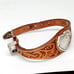 BRIGHTON Tooled Leather Brown Tan Bracelet Silver Plated Heart Concho Western