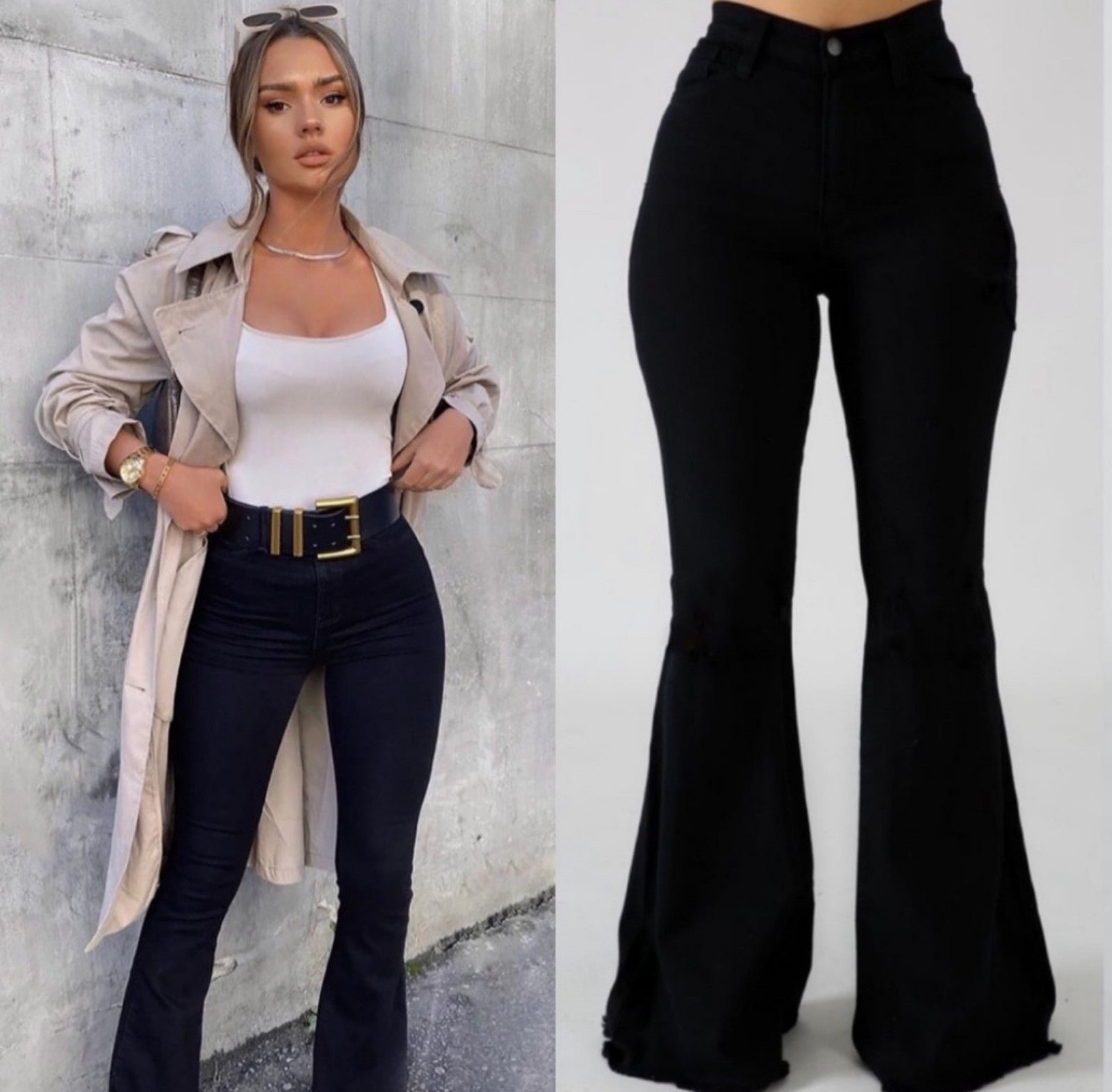 GJG Denim Black High Waist Flare/Bell Bottom Jeans Size 13