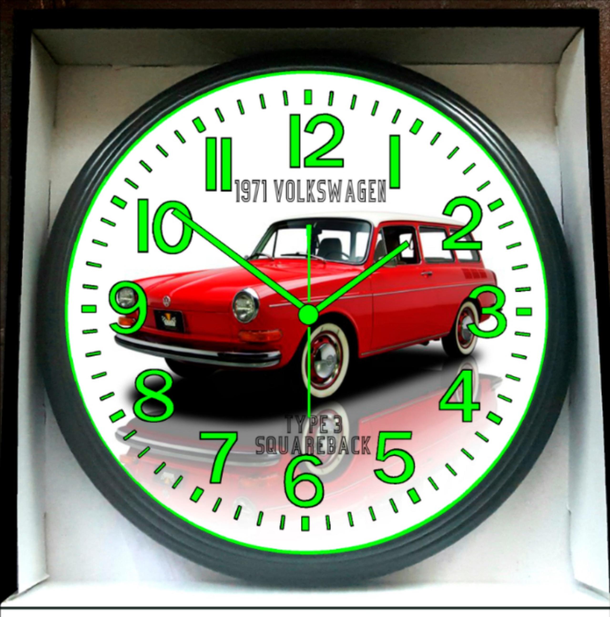 1971 Volkswagen Squareback Glow In The Dark Wall Clock New!
