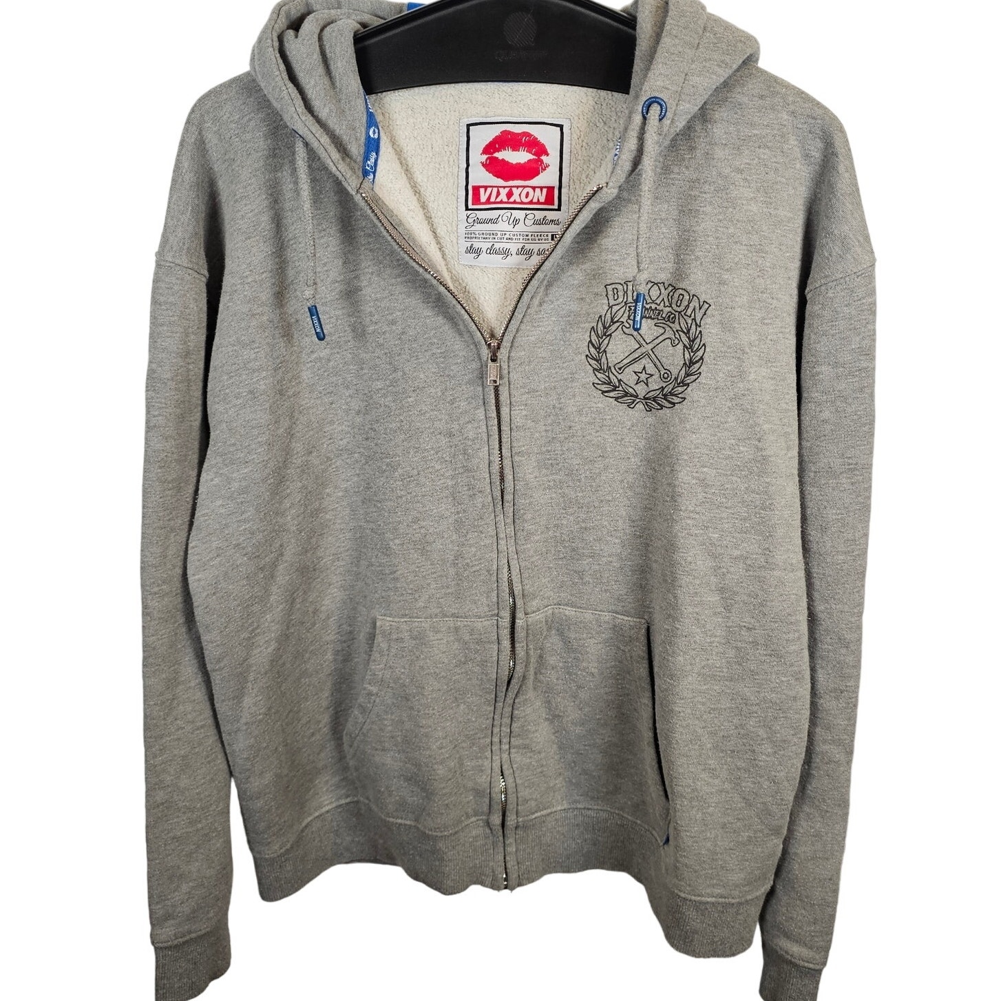 Vixxon Por Vida Dixxon Full Zip Sweatshirt Jacket Womens Large Gray Hoodie Tools
