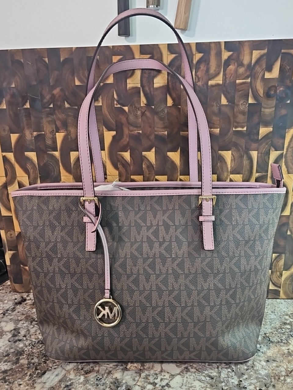 Michael Kors Tote brown and pink signature canvas