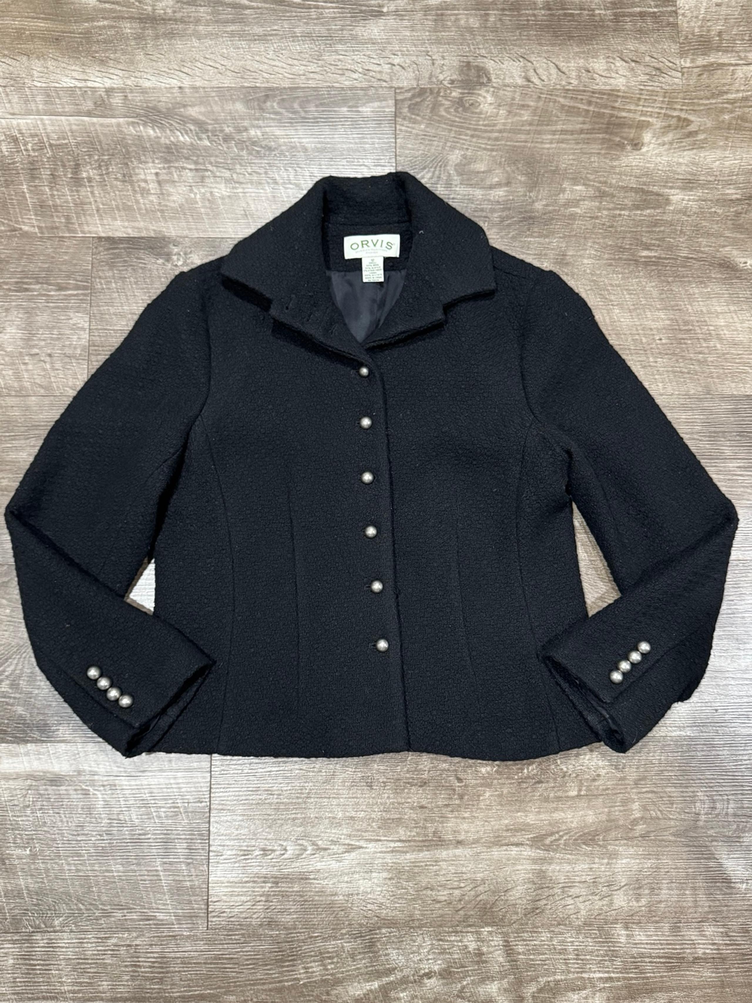 ORVIS WOMENS BUTTON UP BLACK BLAZER JACKET SIZE 12
