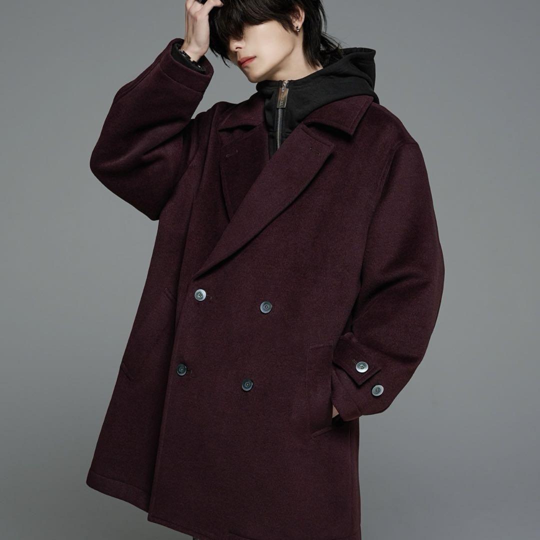 Tried on only】ADRER Beaver Melton Over P-Coat Wine Red