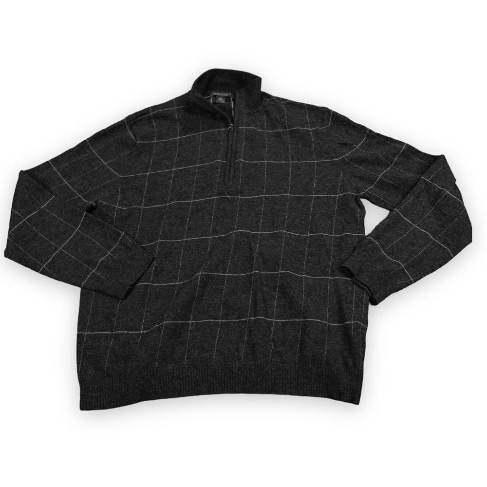 VTG Banana Republic Vera Pelle Sweater Mens Extra Large Windowpane Italian Wool