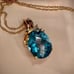 Vintage Blue Topaz Necklace Solid 10K Gold Pendant & 10K Chain