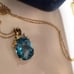Vintage Blue Topaz Necklace Solid 10K Gold Pendant & 10K Chain