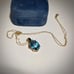 Vintage Blue Topaz Necklace Solid 10K Gold Pendant & 10K Chain